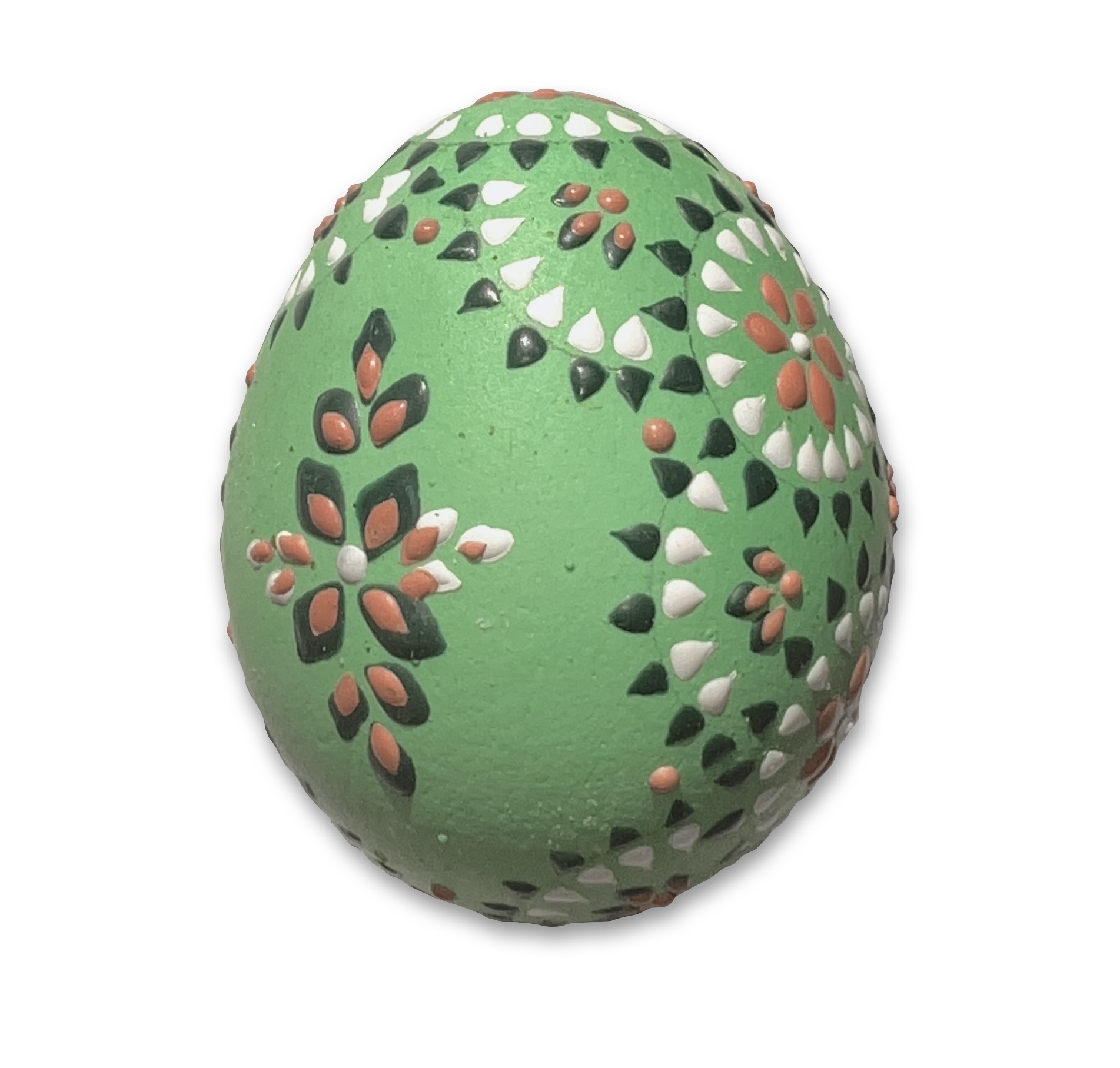 Osterei - Bossiertechnik smaragdgrün - weiß, grün, blutorange 3