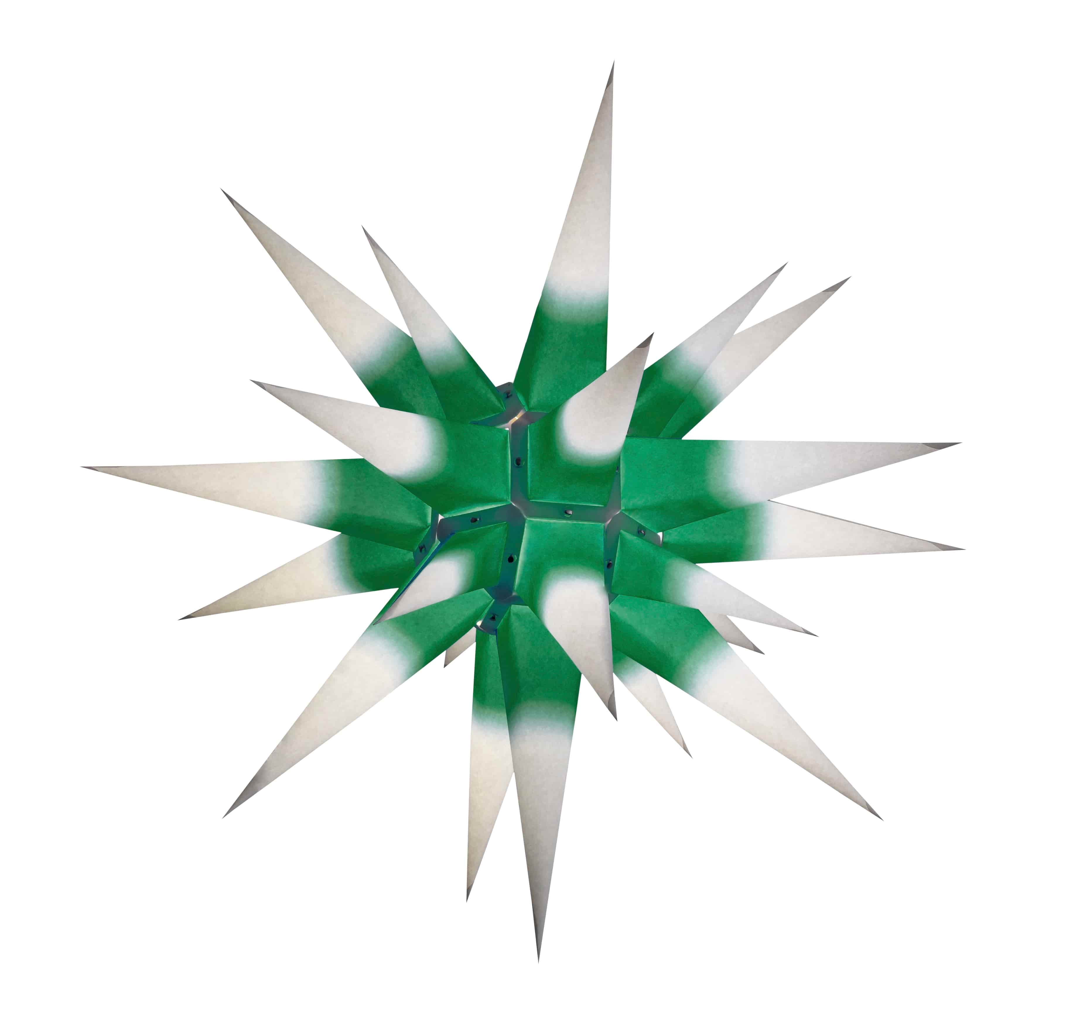 Original Herrnhuter Stern für innen ø ca. 60 cm weiß mit grünem Kern (I6)