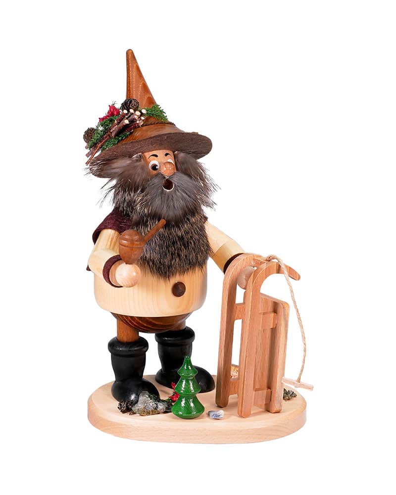 Räuchermann Waldwichtel Schlittenfahrer