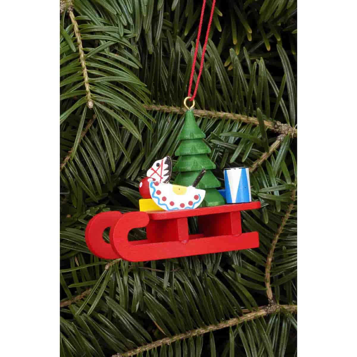 Baumbehang Schlitten mit Spielzeug - Auslaufartikel