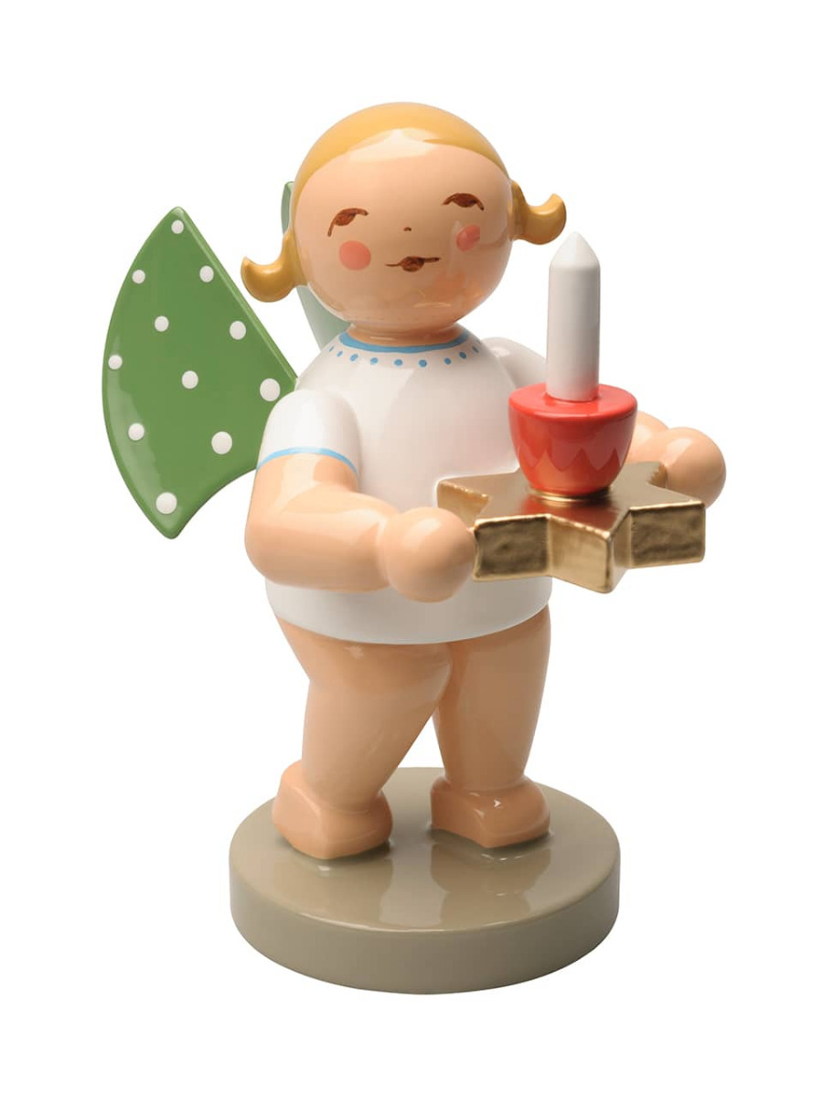 Engel mit Sterntülle und Kerze, rot