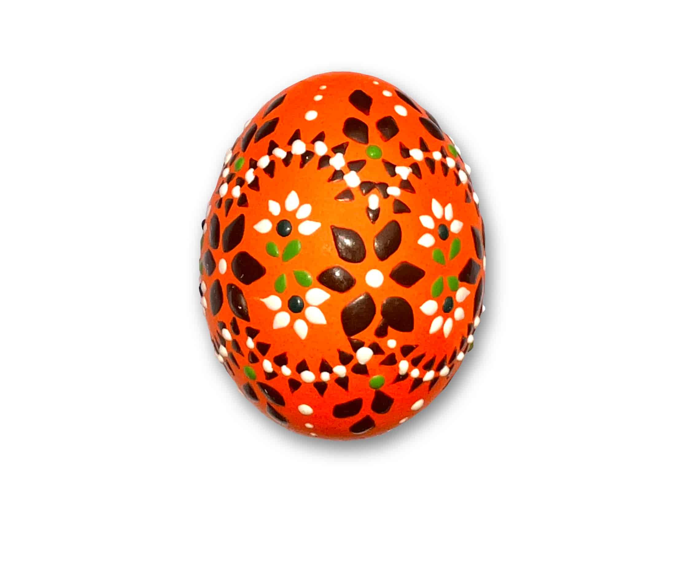 Osterei - Bossiertechnik orange - weiß, grün, braun