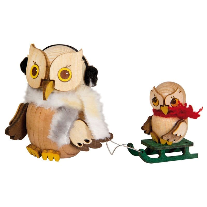 Mini Eule Schlittenfahrt mit Kind