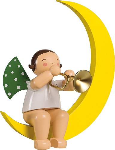 Engel mit Trompete, im Mond, groß