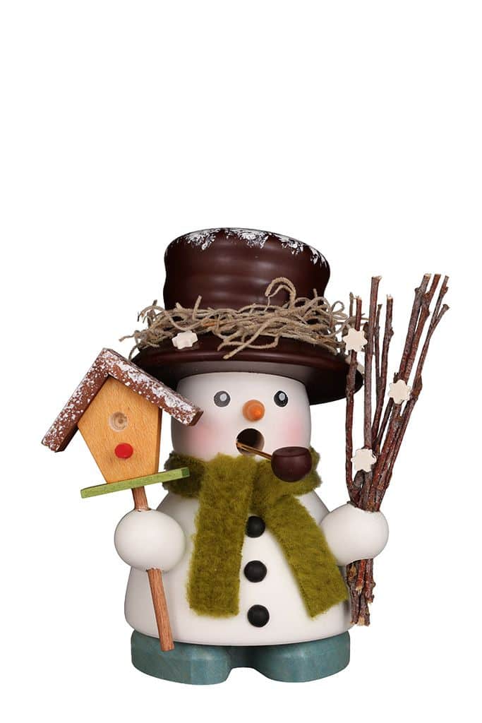 Räuchermann Schneemann mit Vogelhaus