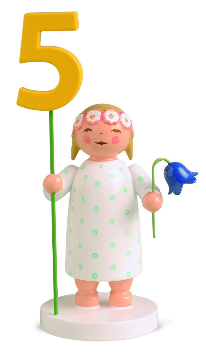 Mädchen mit Zahlensatz Kleid grün gepunktet