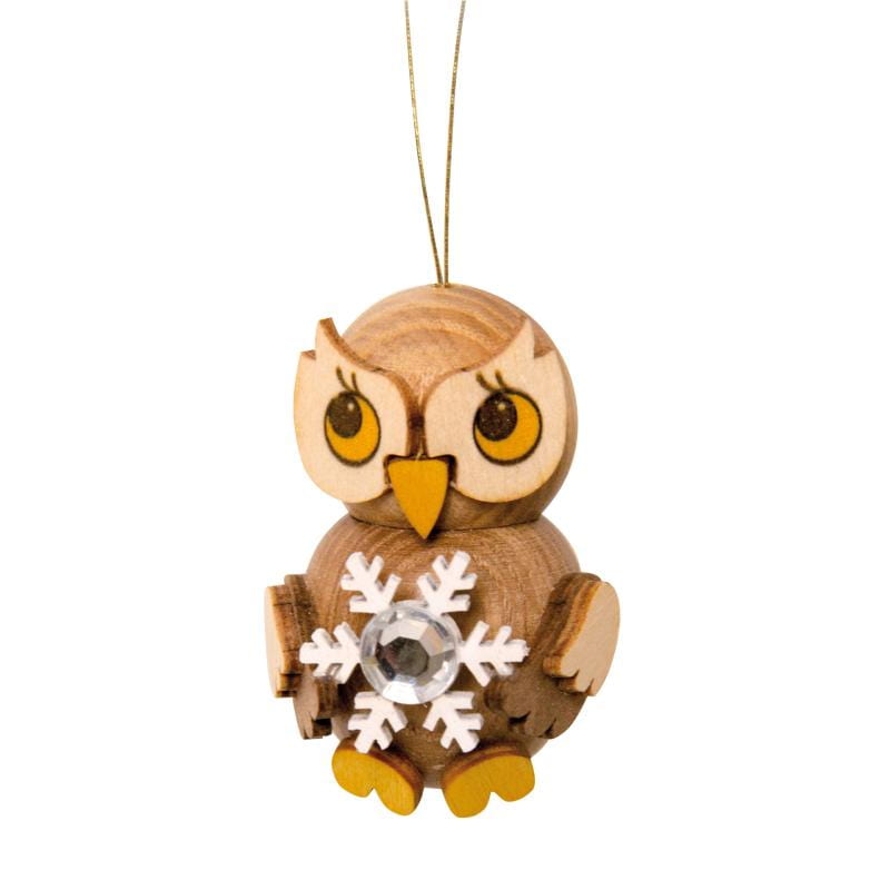 Baumbehang Eulenkind mit Schneekristall