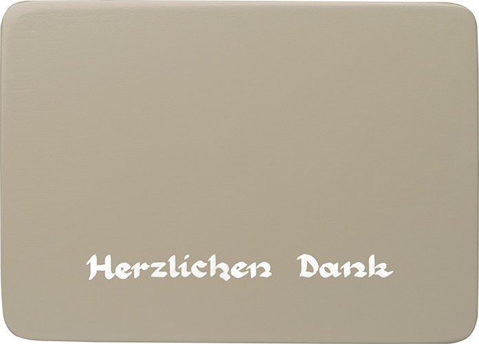 Beschriftete Sockelplatte, silbergrau, „Herzlichen Dank“