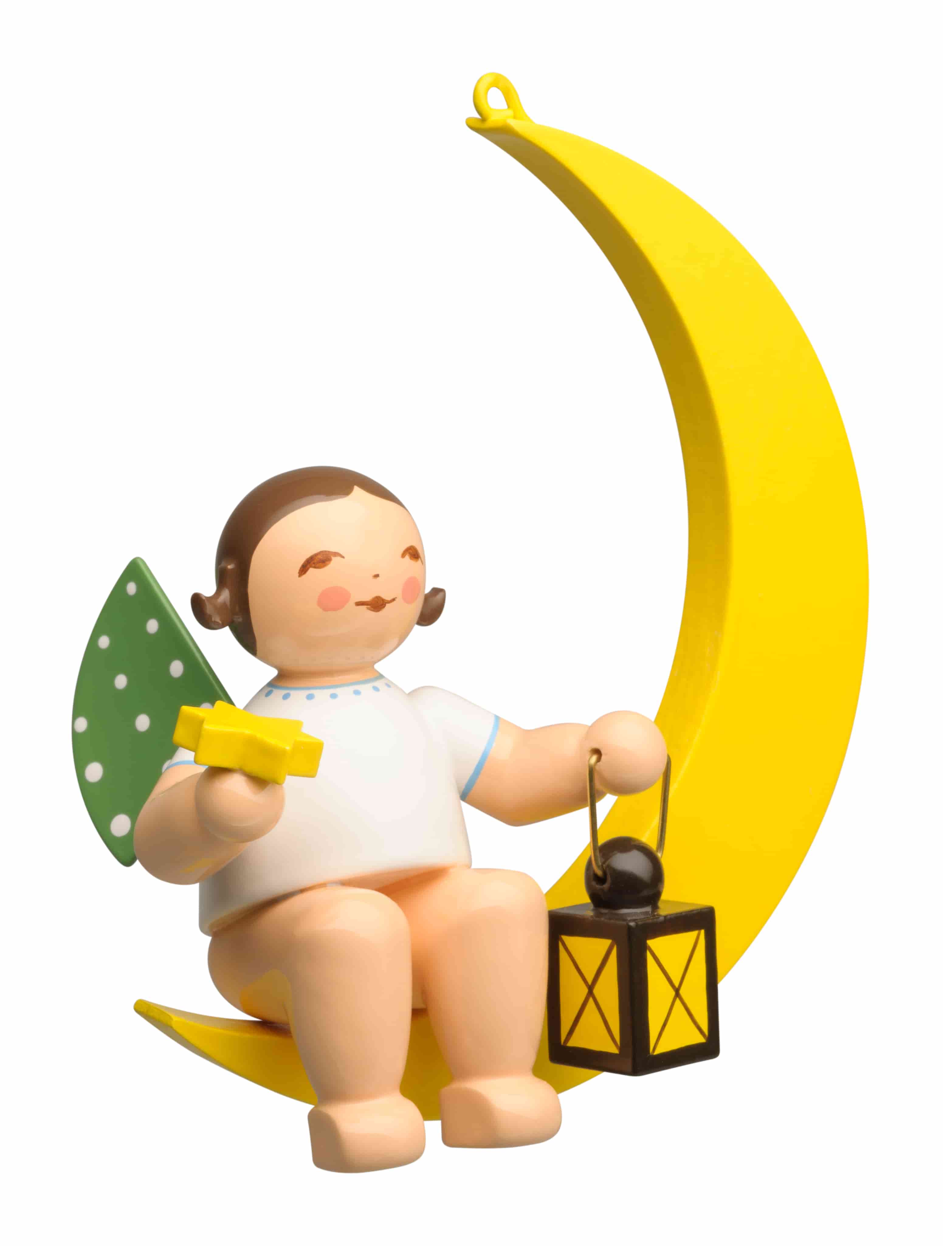 Engel mit Stern und Laterne im Mond