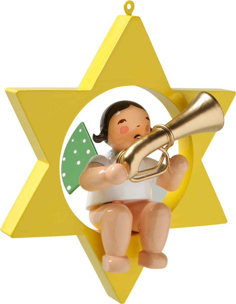 Engel mit Basstrompete im Stern