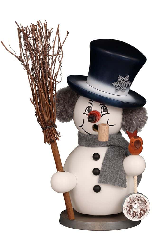 Räuchermann Schneemann grau
