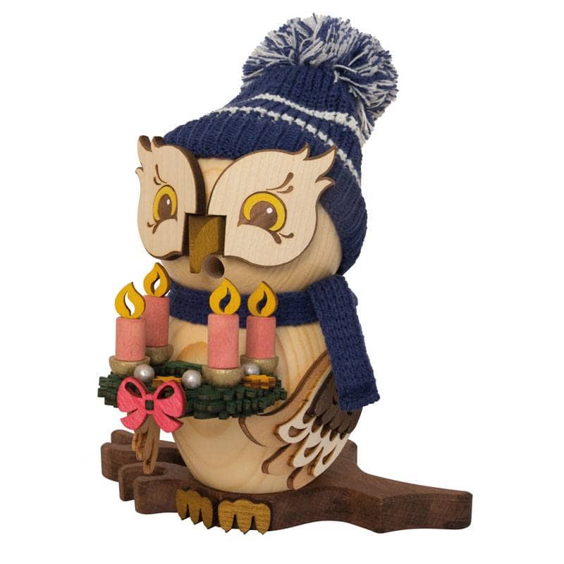 Rauchfigur Eule mit Lichterkranz