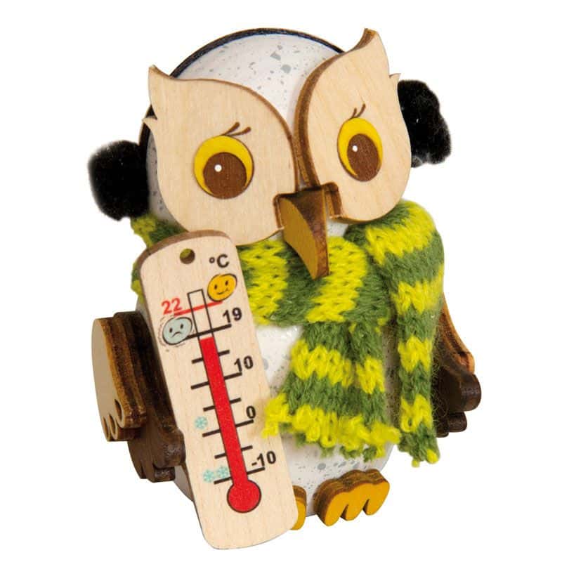 Mini Schnee-Eule mit Thermometer - Auslaufartikel