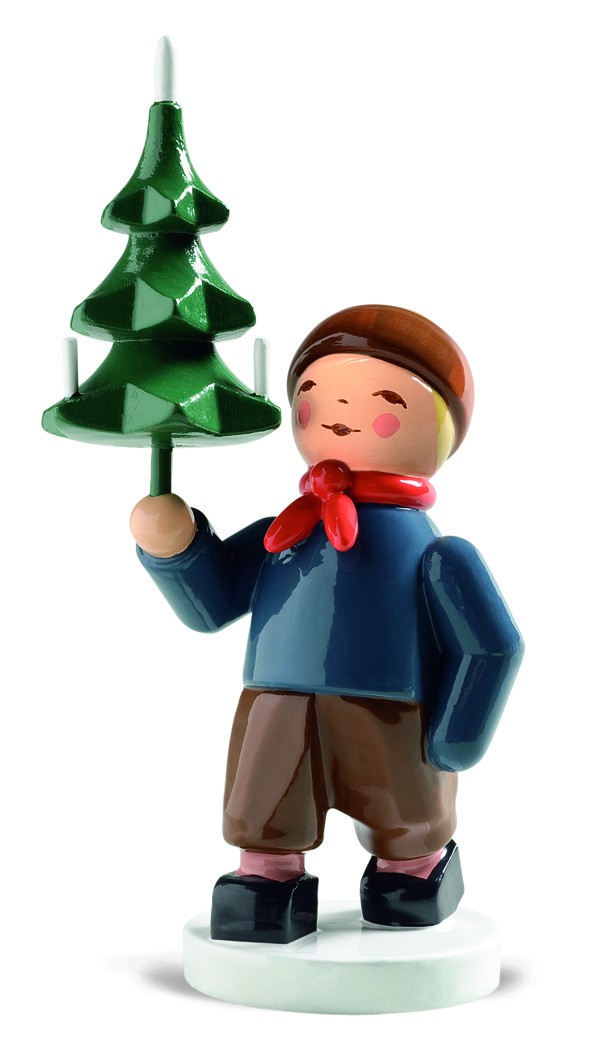 Winterkinder Junge mit Baum