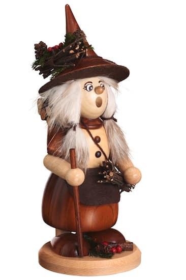 Räucherfigur Wichtelfrau mit Reisig natur