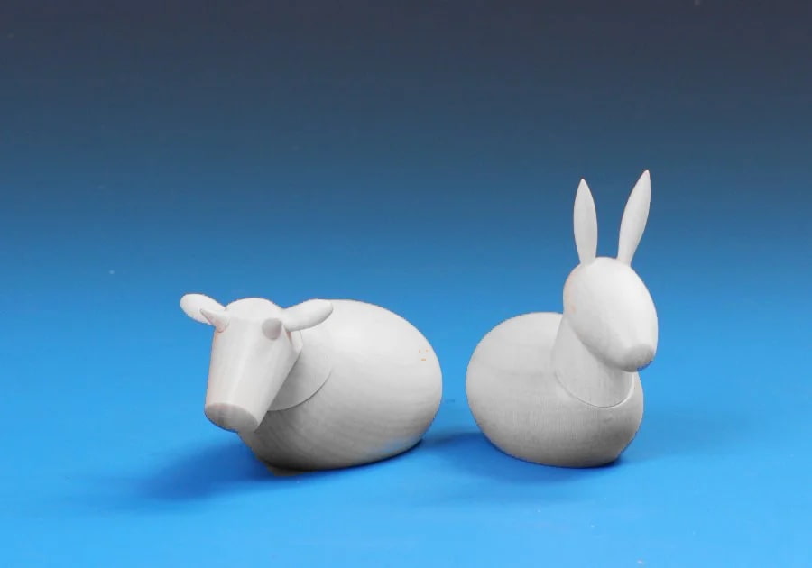 Ochse und Esel 2-teilig, weiß lackiert