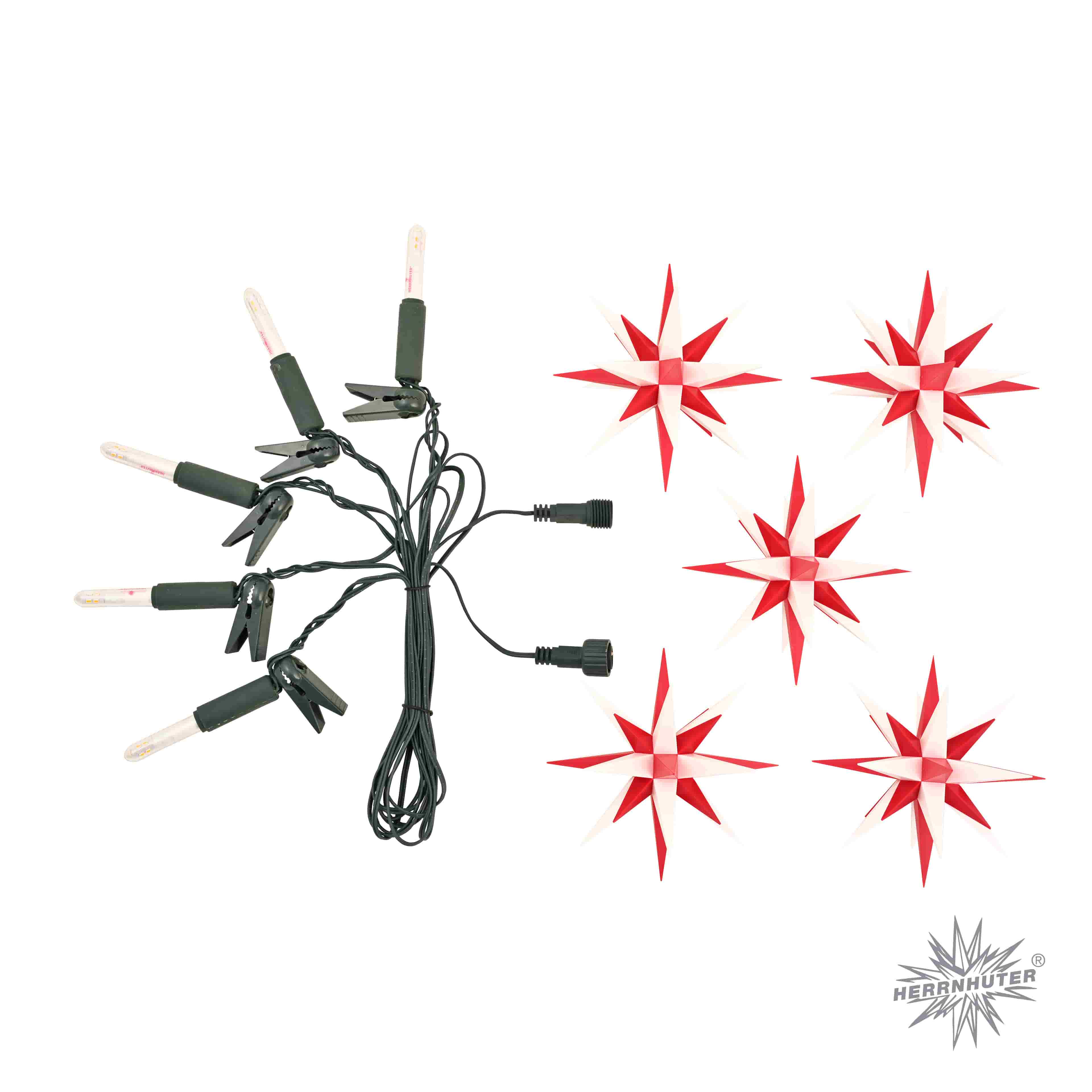 Kurzkette/Erweiterung für Original Herrnhuter Sternenkette ø ca. 13 cm weiß/rot (A1s)