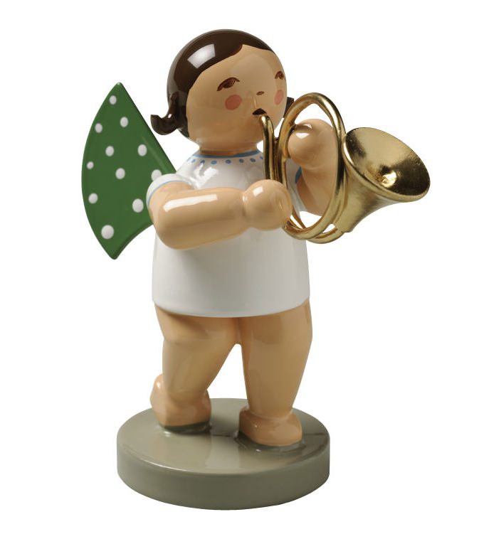 Engel mit Waldhorn - braunes Haar