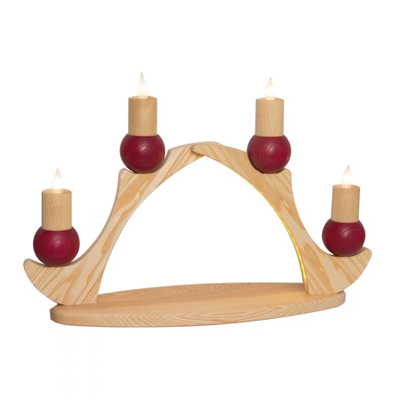 Fensterbogen mit 4 Kerzen, elektr., rot