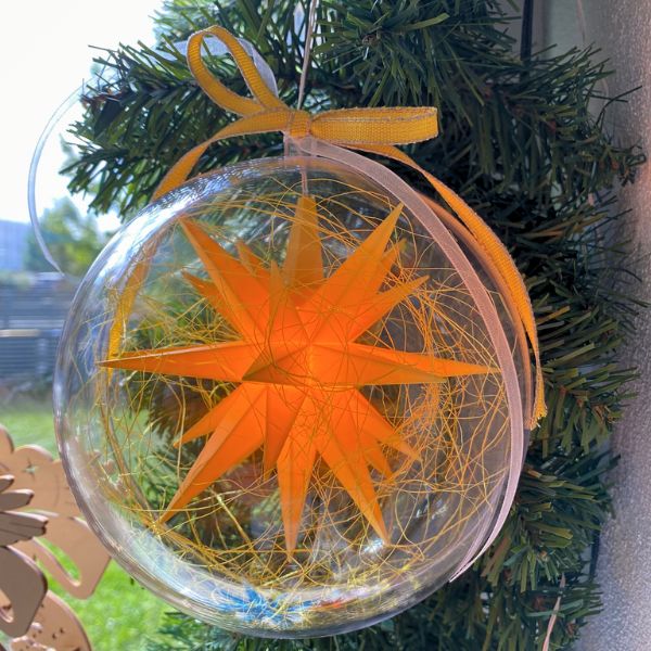 Original Herrnhuter Stern in Kugel - gelb