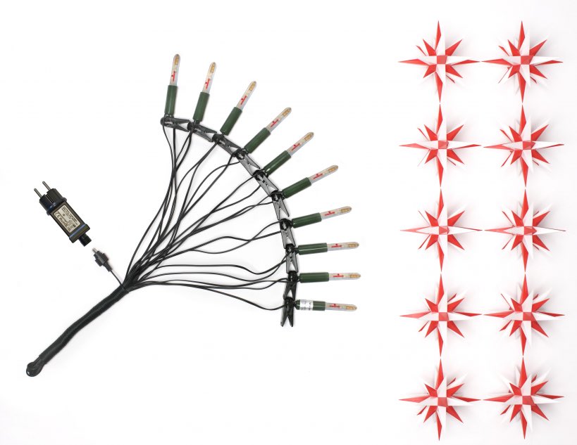 Original Herrnhuter Sternenkette für innen und außen ø ca. 13 cm weiß / rot (A1s)
