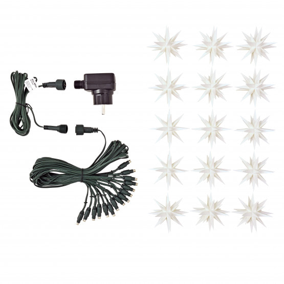 Original Herrnhuter Miniatur-Sternenkette ø ca. 8 cm für innen - weiß