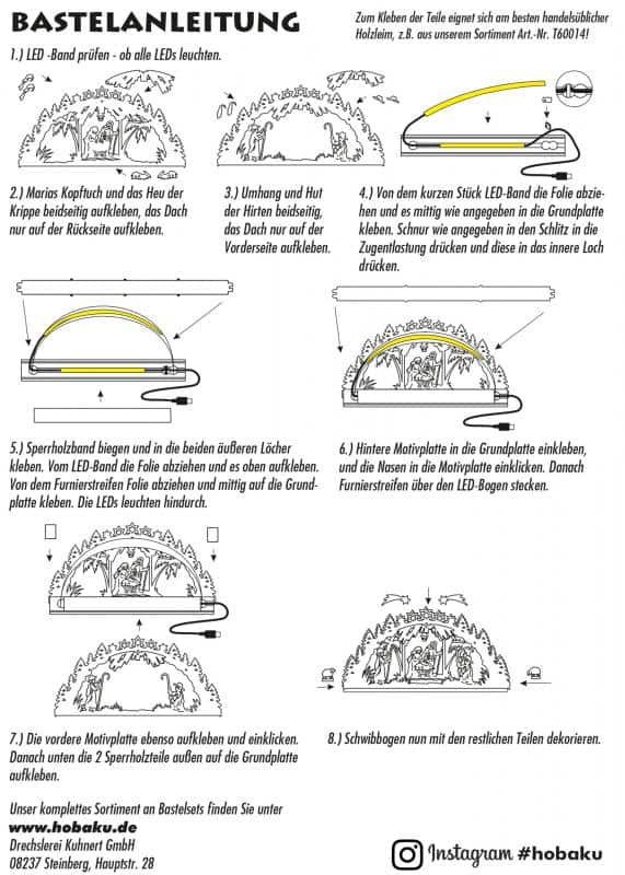 Bastelset Schwibbogen Krippe mit LED-Band