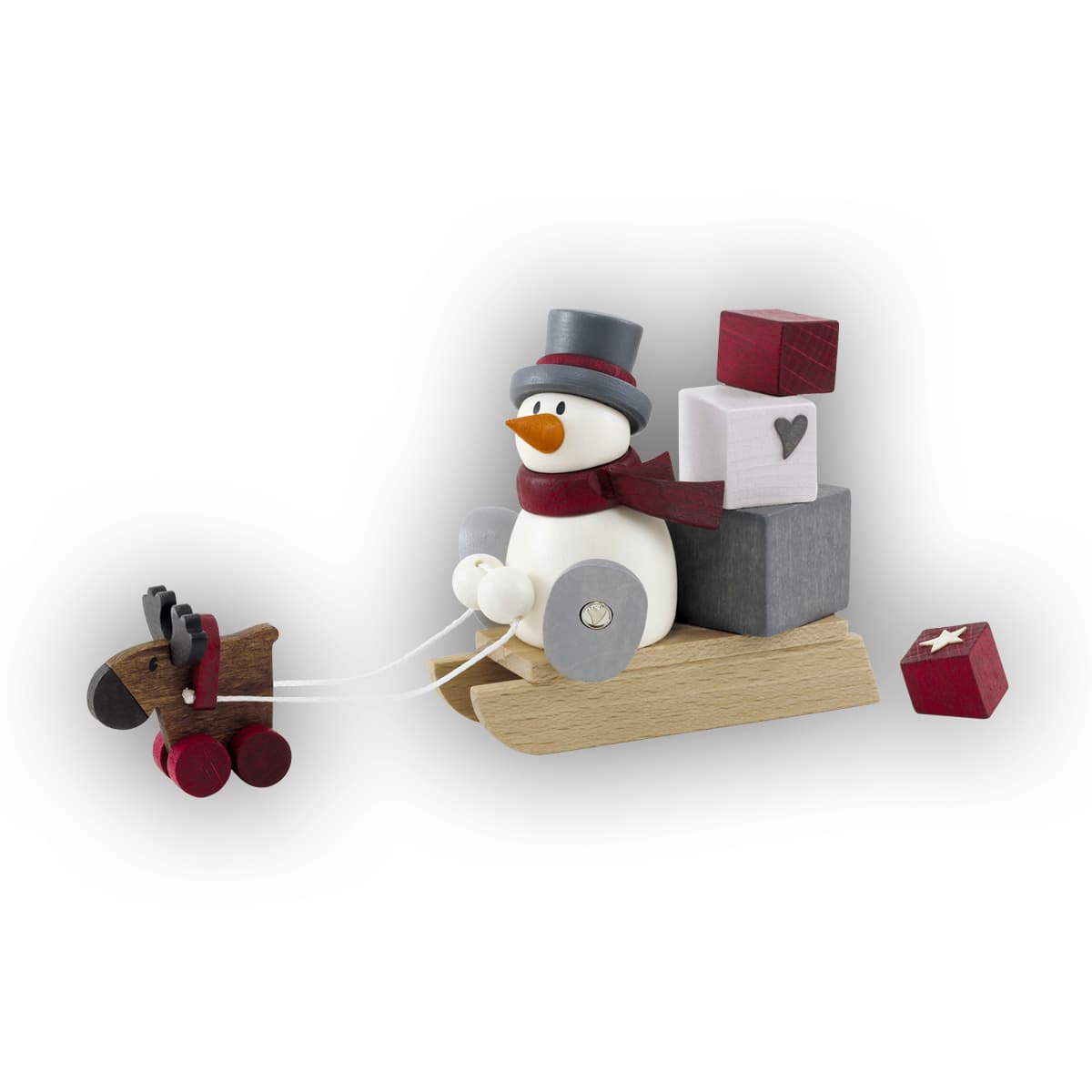 Schneemann Otto mit Geschenkeschlitten