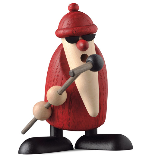 Weihnachtsmann am Mikrofon extrovertiert