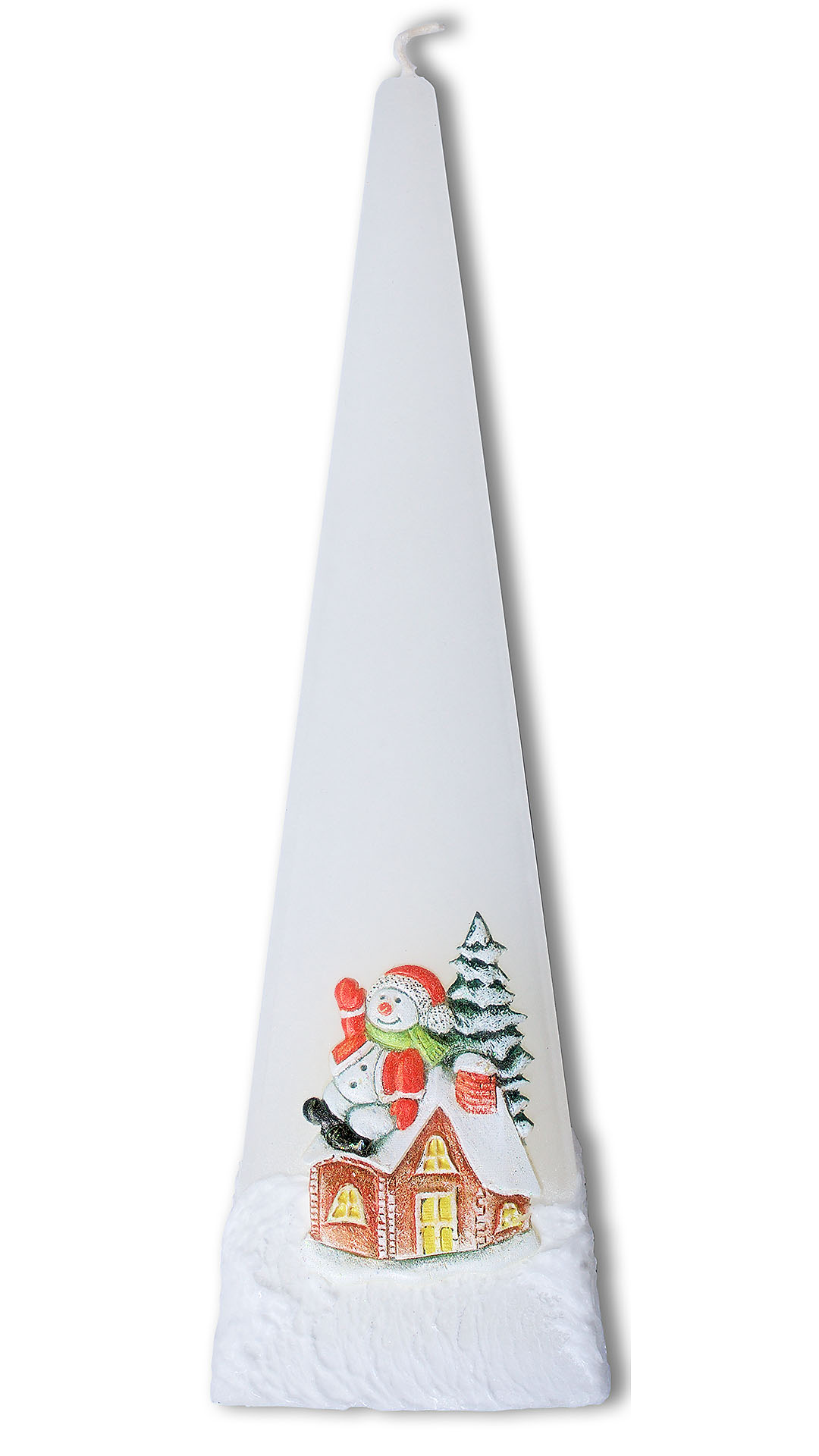 Pyramidenkerze "Schneemann" weiß 70x250mm