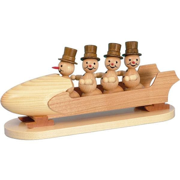 Schneemann Viererbob mit Zylinder