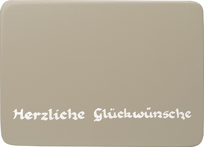 Beschriftete Sockelplatte, silbergrau, „Herzliche Glückwünsche“