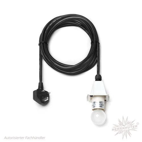 AUSLAND - 5 m Kabel für weiße Herrnhuter Sterne aus Kunststoff (A4/A7) inkl. LED