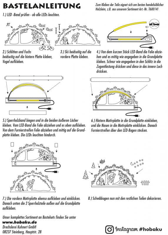 Bastelset Schwibbogen Schneemann mit LED-Band