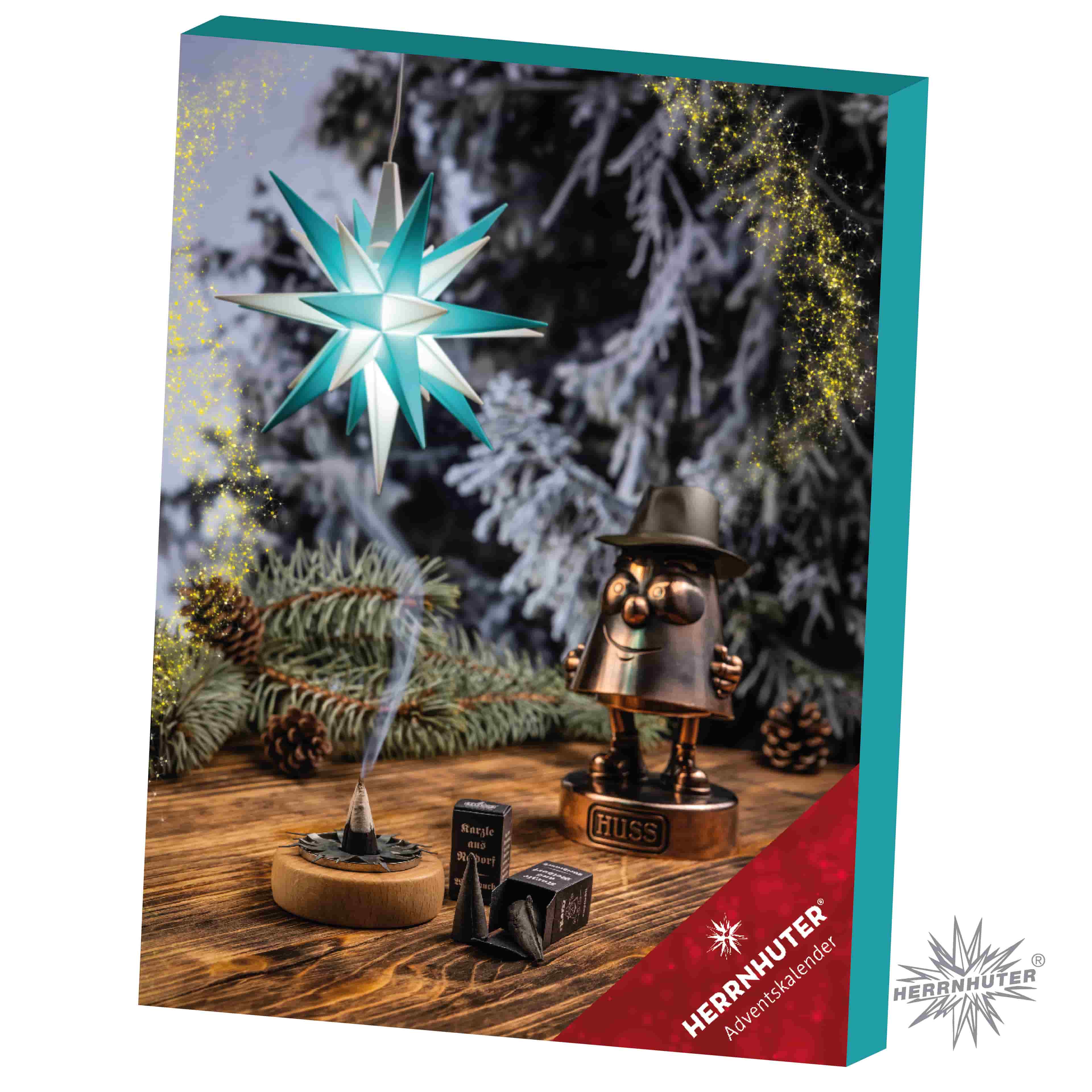 Original Herrnhuter Adventskalender türkis/weiß
