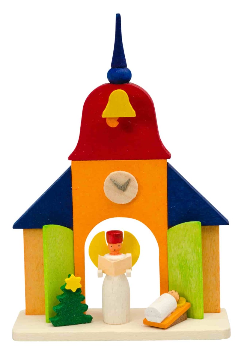 Kirche mit Engel als Baumschmuck - Auslaufartikel