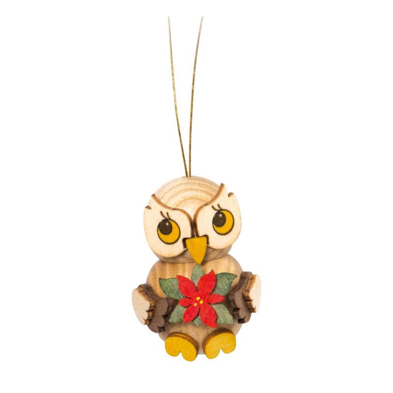 Baumbehang Eulenkind mit Weihnachtsstern