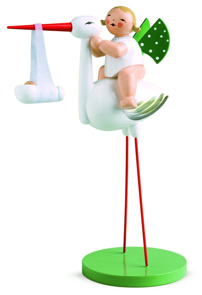 Storch mit Wickelkind Junge