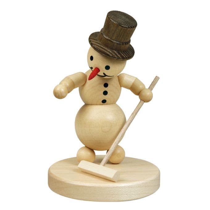Schneemann Curlingspieler mit Besen - Auslaufartikel