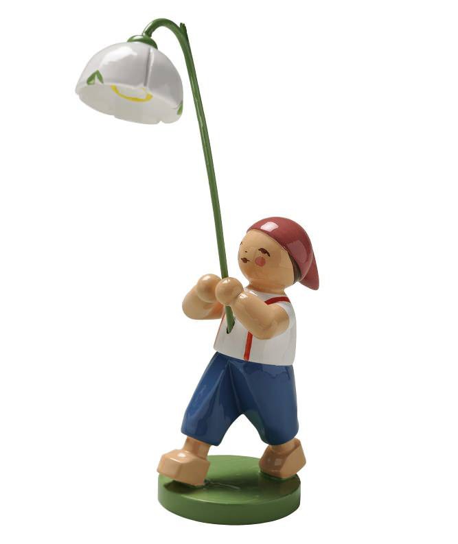 Junge mit Märzenbecher