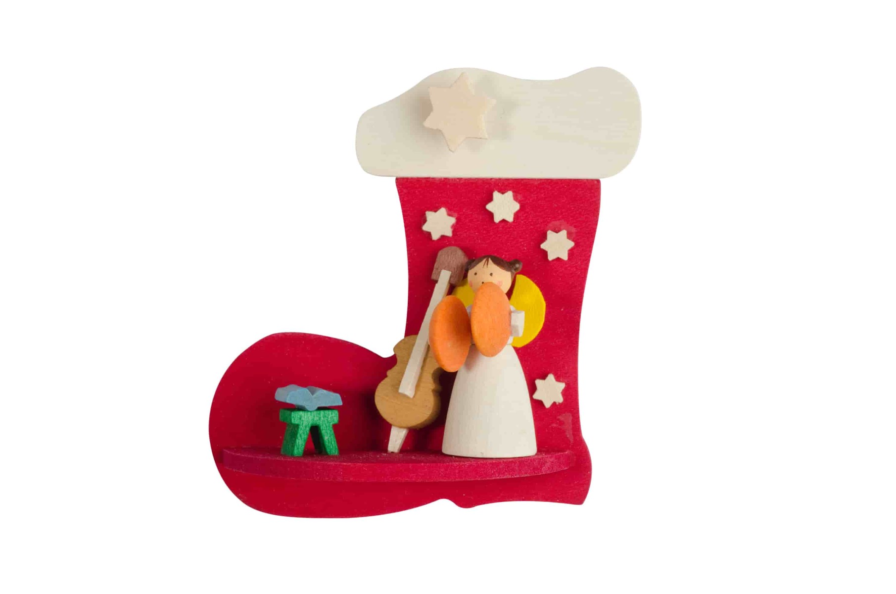 Stiefel-Engel mit Instrumenten als Baumschmuck