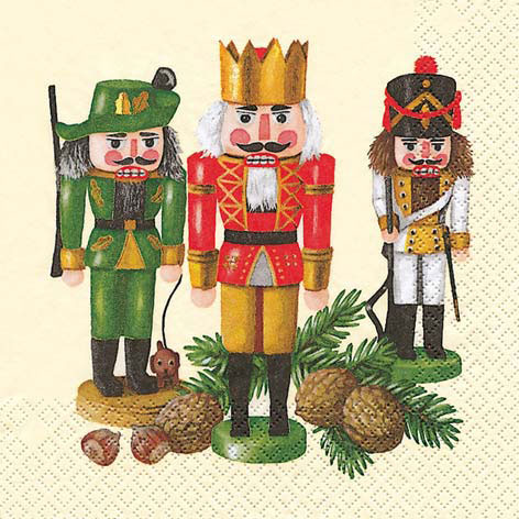 Servietten - Nussknackertrio creme