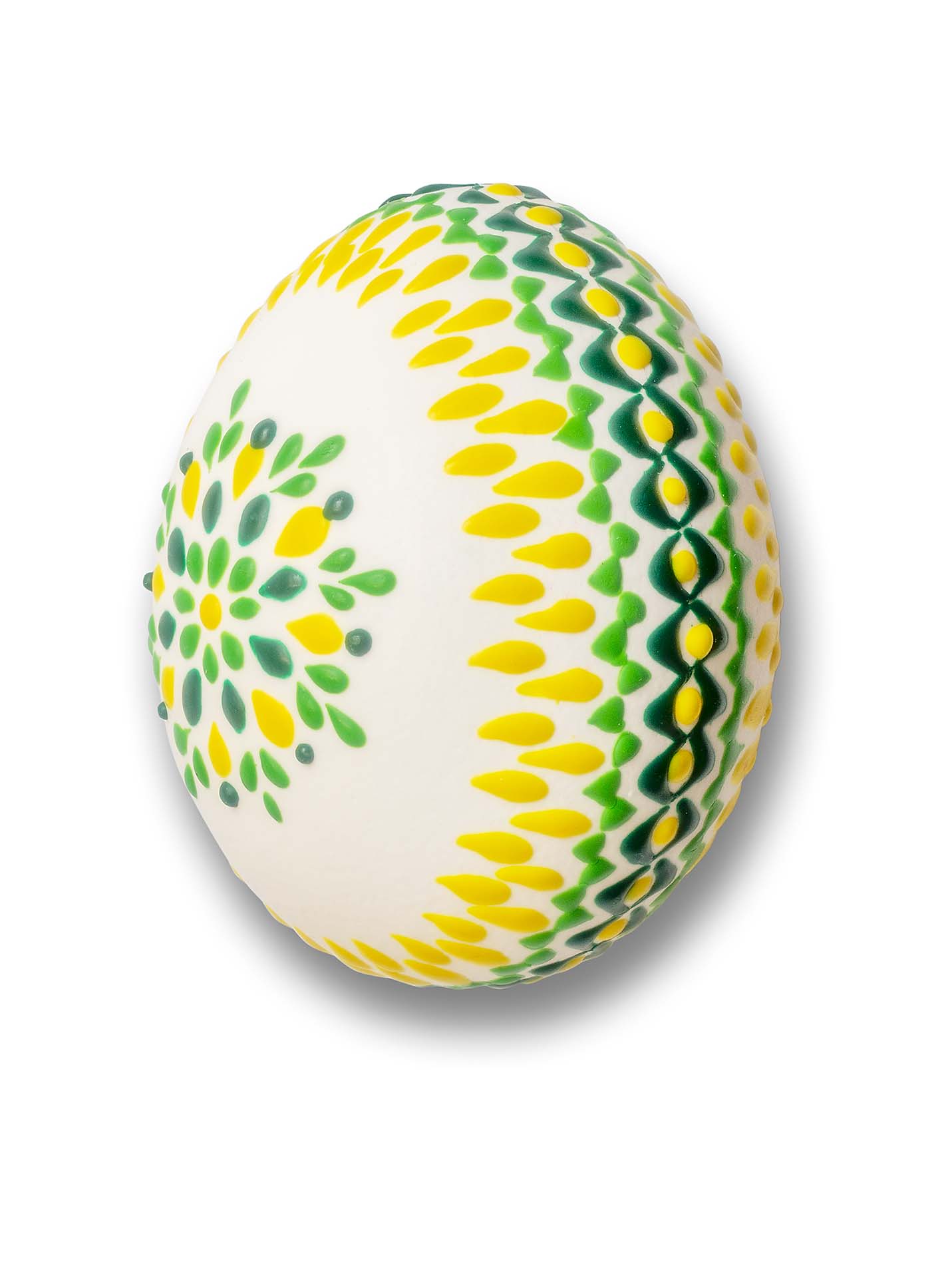 Osterei - Bossiertechnik weiß - grün, gelb 2