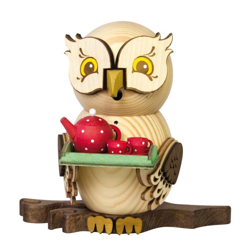 Rauchfigur Eule mit Teeservice