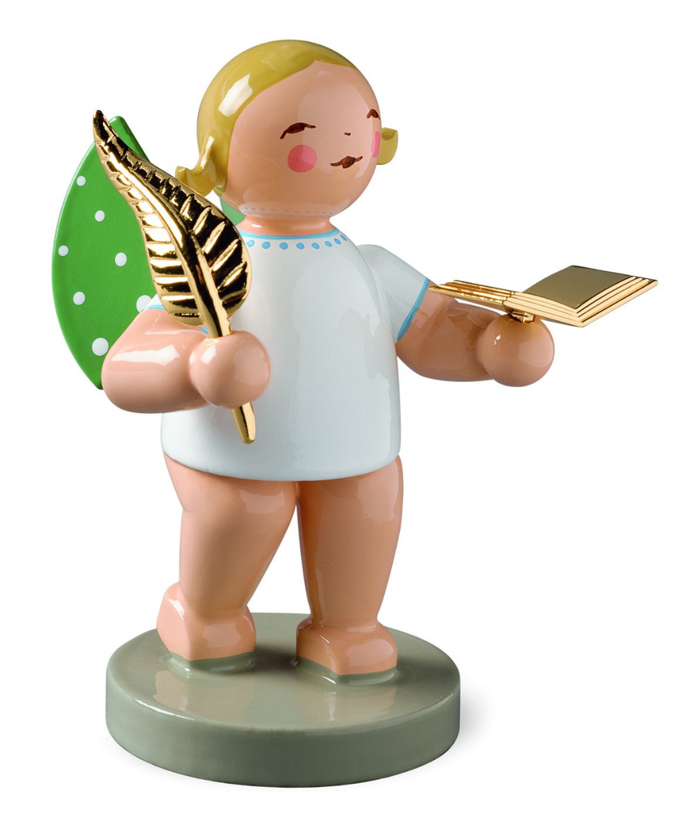 Goldedition Nr. 6, Poet, Engel mit Buch und Feder, vergoldet