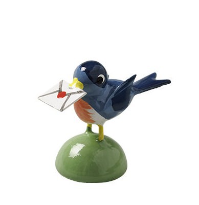 Vogel mit Brief, blau