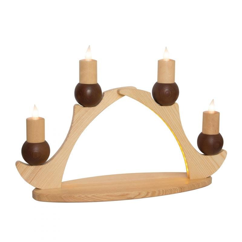 Fensterbogen mit 4 Kerzen, elektr., braun