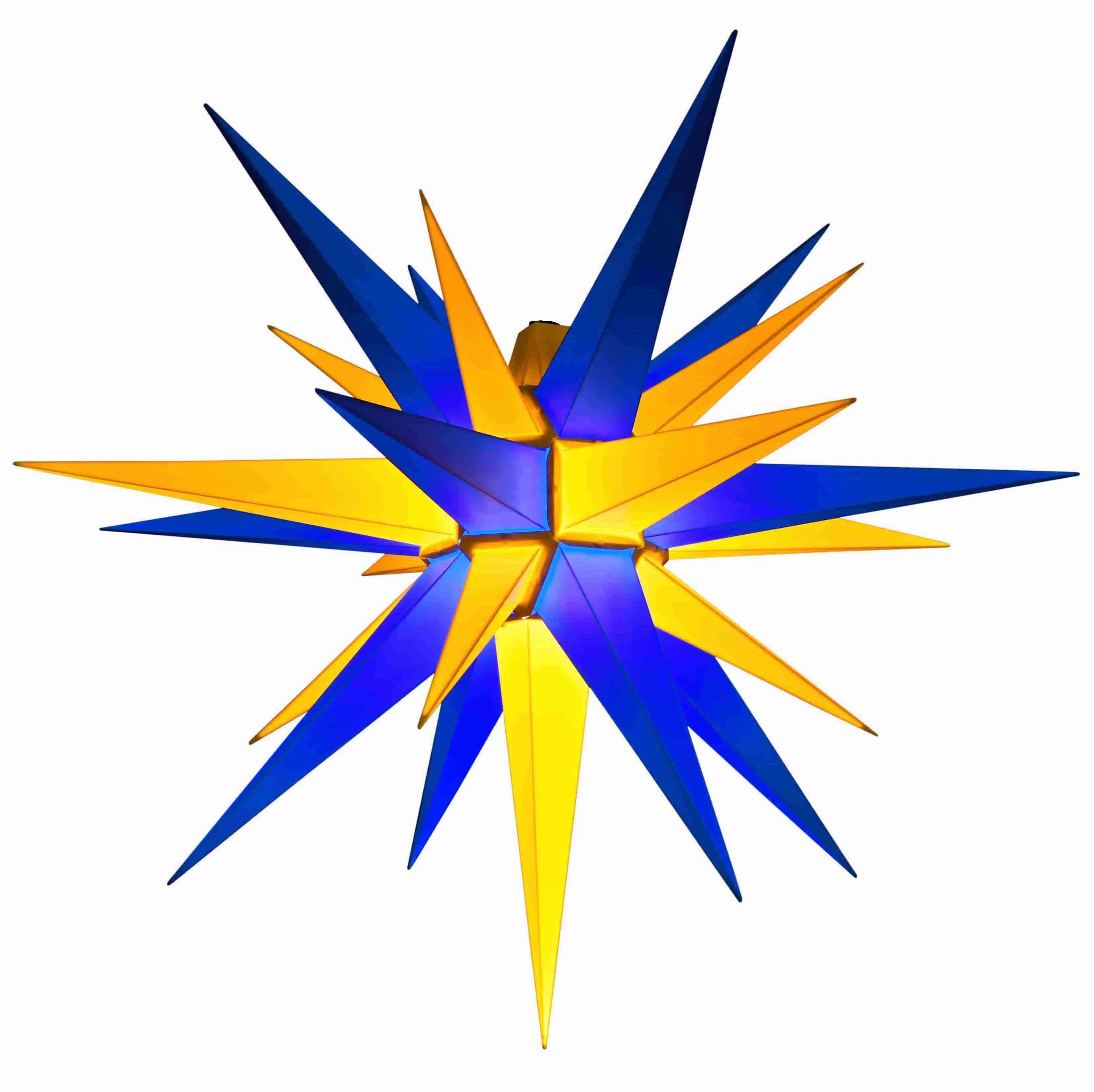 Original Herrnhuter Stern für außen ø ca. 68 cm blau / gelb (A7)