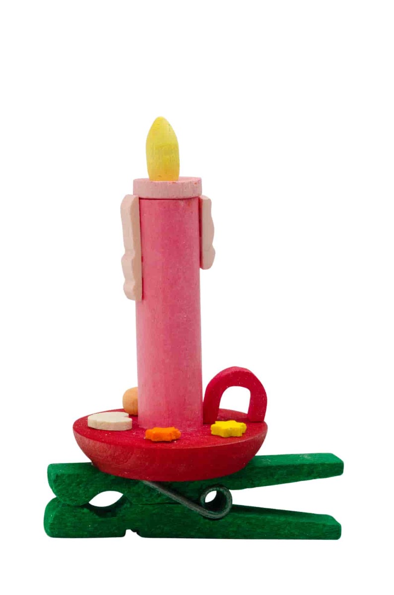 Kerze auf Klammer als Baumschmuck / rosa kleine Kerze