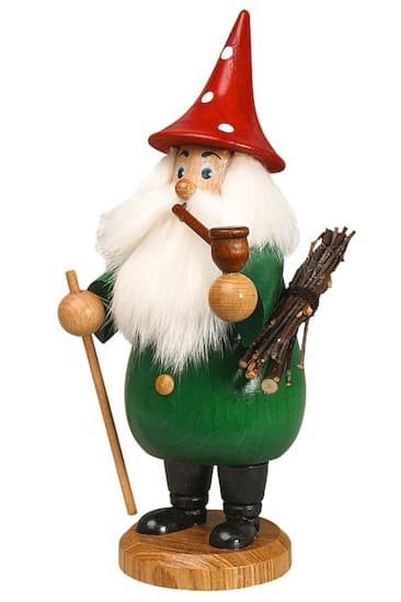 Räuchermann Wurzelzwerg grün, Hut rot